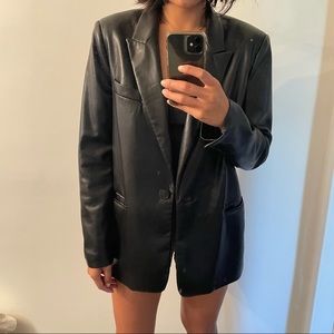 Straight Cut Faux Leather Blazer (Zara) Small